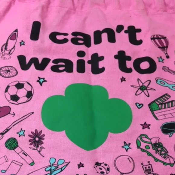 Pink Girl Scouts Sling Backpack w/ Drawstring Closure 15"x14.5" - Picture 5 of 15
